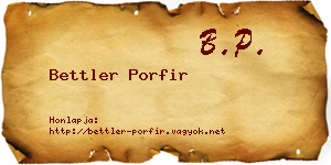Bettler Porfir névjegykártya